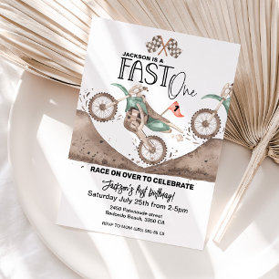 Invitation Fast ONE Green Dirt Bike 1er anniversaire