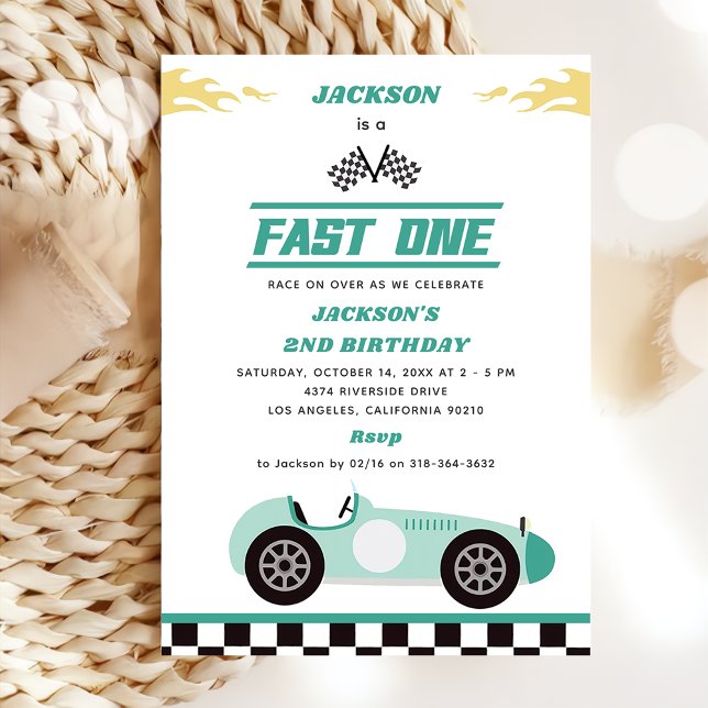 Invitation Fast One Race Car Boy 1ère fête d'anniversaire (Créateur téléchargé)