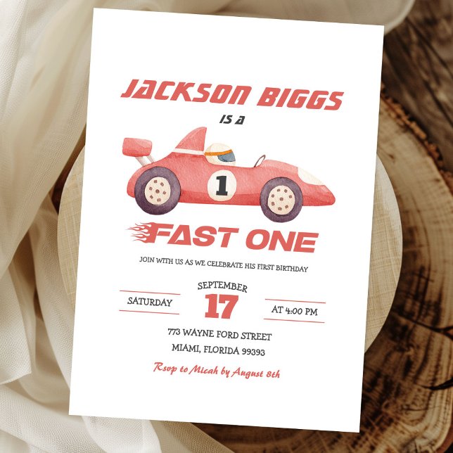 Invitation Fast One Racing Car Boy Premier Anniversaire (Créateur téléchargé)