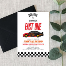 Invitation Fast One Red Flame Race Voiture 1er anniversaire f