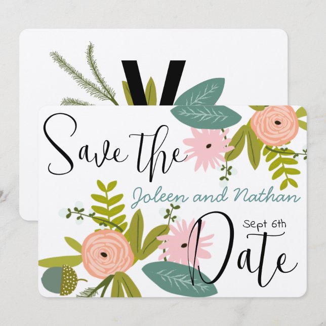 Invitation Faune et flore ÉCONOMISER LA DATE (Devant / Derrière)