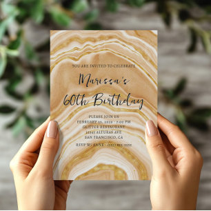 Invitation Fausse Agate Dorée 60e Anniversaire