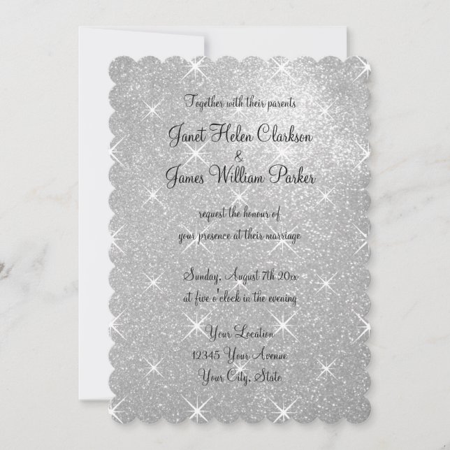 Invitation Faux argent brillant parties scintillant invitatio (Devant)