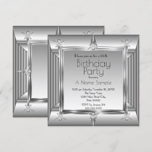 Invitation Faux Argent Chrome Revêtement métallique Anniversa