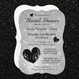 Invitation Faux argent noir parties scintillant nuptiale invi