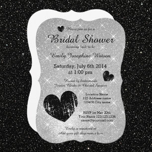 Invitation Faux argent noir parties scintillant nuptiale invi