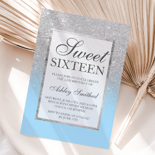 Invitation Faux argent parties scintillant élégante glace ble