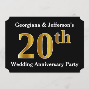 Invitation Faux aspect or 20e anniversaire de mariage