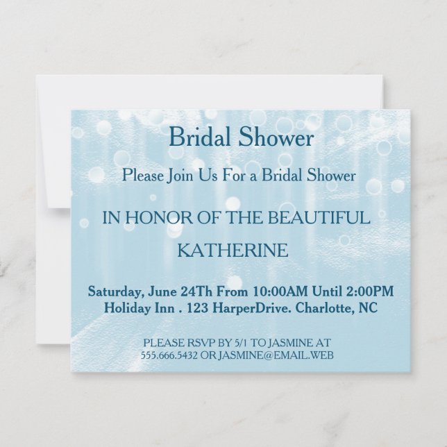 Invitation Faux Blue Glittering Fab Confetti Sparkles Points (Devant)