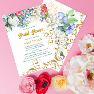 Invitation Faux botaniques dorés pailletés en spirale pour en