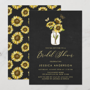 Invitation Faux Chalkboard Fête des mariées de tournesols jau