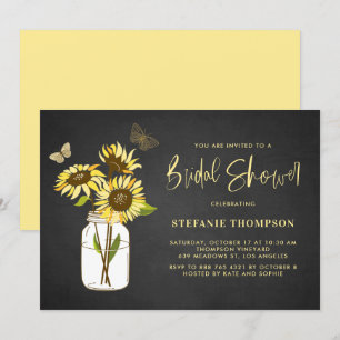 Invitation Faux Chalkboard Fête des mariées de tournesols jau