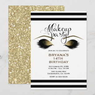 Invitation Faux cils de beauté de maquillage Glam Gold person