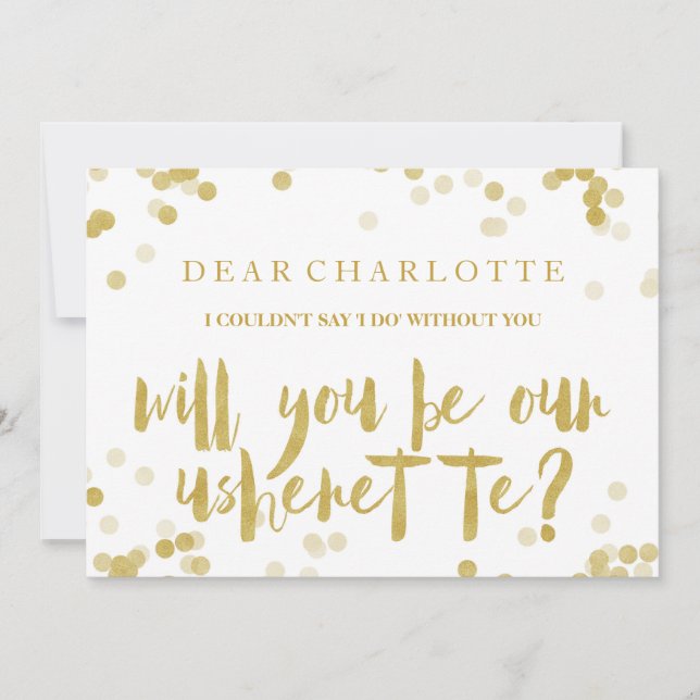 Invitation Faux Confetti Doré Accepterez-Vous D'être Notre Us (Devant)