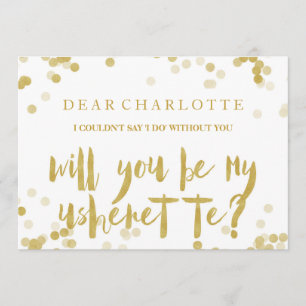 Invitation Faux Confetti Doré Veux-tu être mon ouvreuse