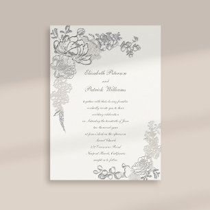 Invitation Faux Embossé Peony Chic Frame Mariage de calligrap