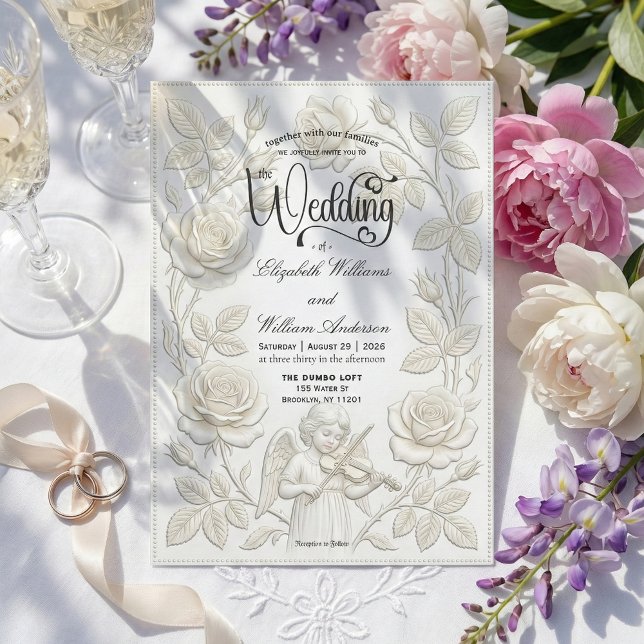 Invitation Faux Embossed 3D Floral Bas-Relief Effect (Créateur téléchargé)