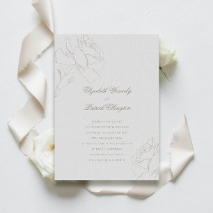 Invitation Faux Embossés Rose Ivory Formal Classic Mariage