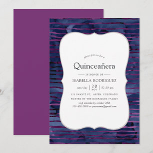 Invitation Faux feuilleté rayé Quinceanera