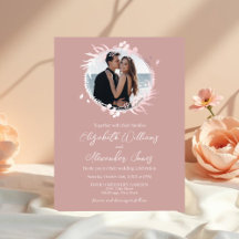 Faux Foil Wreath Photo Calligraphie Mariage rose