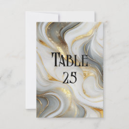 Invitation Faux Gold Blanc Gris Marbré Mariage Numéro de tabl