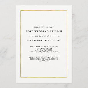 Invitation Faux Gold Border Post Mariage Brunch
