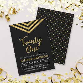 Invitation Faux Gold Chevron 21e fête d'anniversaire