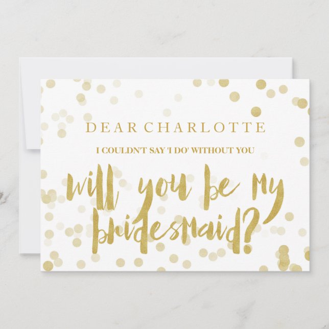 Invitation Faux Gold Confetti Seras-Tu Ma Porte-Mère (Devant)