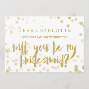 Invitation Faux Gold Confetti Seras-Tu Ma Porte-Mère