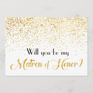 Invitation Faux Gold Confetti Serez-vous mon chef d'honneur