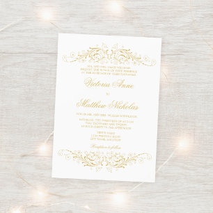 Invitation Faux Gold Flourdissant et Damask