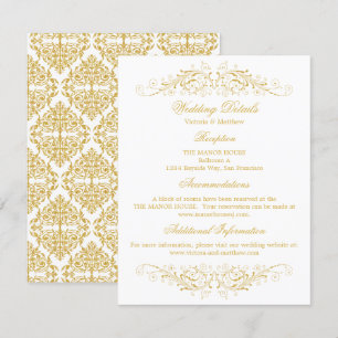 Invitation Faux Gold Flourish Mariage damassé Détails