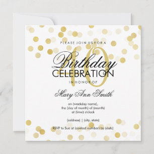 Invitation Faux Gold Foil 40th Birthday Party Lumières Partie