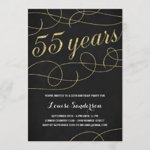 Invitation Faux Gold Foil 55e anniversaire de Swanky