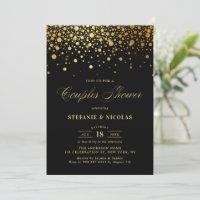 Faux Gold Foil Confetti Black Couples Douche