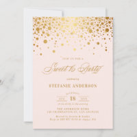 Faux Gold Foil Confetti Blush Sweet 16 Party