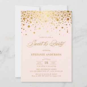 Invitation Faux Gold Foil Confetti Blush Sweet 16 Party