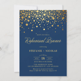 Invitation Faux Gold Foil Confetti | Dîner de répétition de l