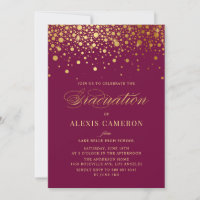 Faux Gold Foil Confetti Dots Purple Graduation