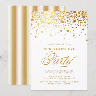 Invitation Faux Gold Foil Confetti fête de la Saint-Sylvestre