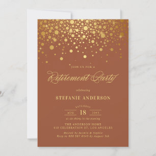 Invitation Faux Gold Foil Confetti Terracotta Retraite