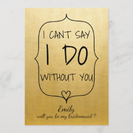 Invitation Faux Gold Foil Cute Heart Bridesmaid
