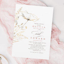 Faux Gold Foil Fleurs sauvages Dusty Pink Mariage