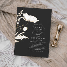 Faux Gold Foil Fleurs sauvages Mariage noir unique
