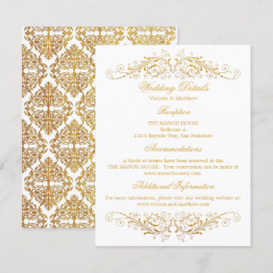 Invitation Faux Gold Foil Flourdissant Mariage damassé Détail