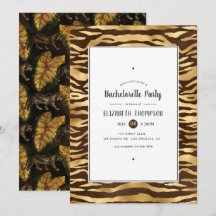 Invitation Faux Gold Foil Jungle Tiger Bachelorette