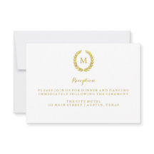 Faux Gold Foil Laurel Wreath Monogram Réception