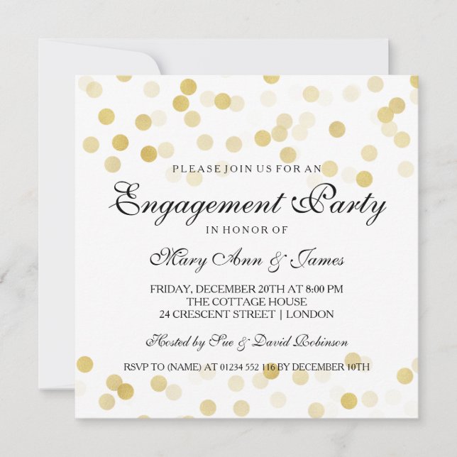 Invitation Faux Gold Foil Parties scintillant (Devant)