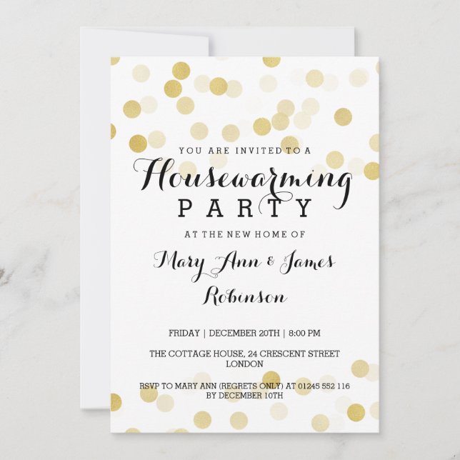 Invitation Faux Gold Foil Parties scintillant Faux (Devant)