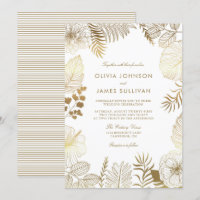 Faux Gold Foil Tropical Plante Frame Mariage